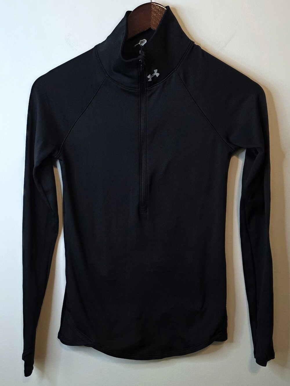 Under Armour Cold Gear 1/2 Zip Black Long Sleeve Fitted Pullover Size XS